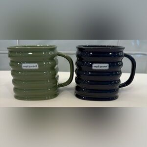 Vego Garden  Green & Gray Coffee Mugs, 470ml Large Size Coffee Mugs, Pair